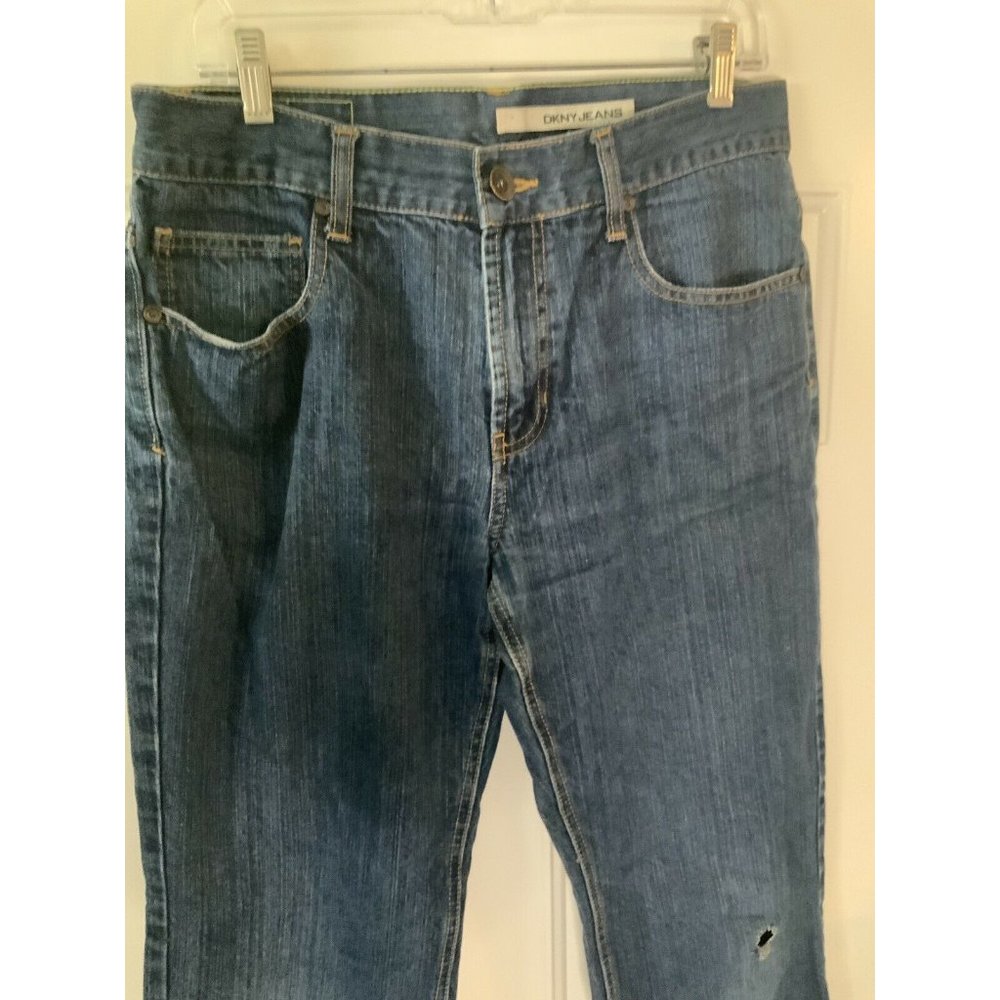 DKNY Jeans Size 32X32 Straight Dark Wash BLUE Button Fly Mid Rise Cotton EUC